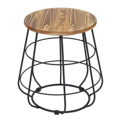 Sitzhocker mit Stauraum Industriedesign Ø 35cm, braun, HWC Mendler