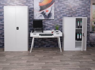 Aktenschrank mit 2 Türen, 185x90cm, weiß, HWC Mendler | yomonda