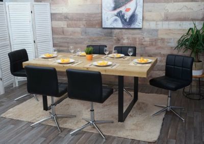 6x Esszimmerstuhl höhenverstellbar drehbar, Kunstleder, schwarz, HWC