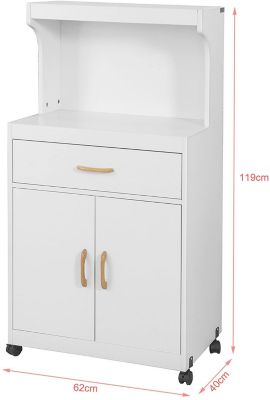 Küchenschrank Mikrowellenschrank mit Rollen, weiß, SoBuy® | yomonda