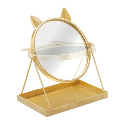 Goldener Kosmetikspiegel mit Ablage, gold, relaxdays | yomonda