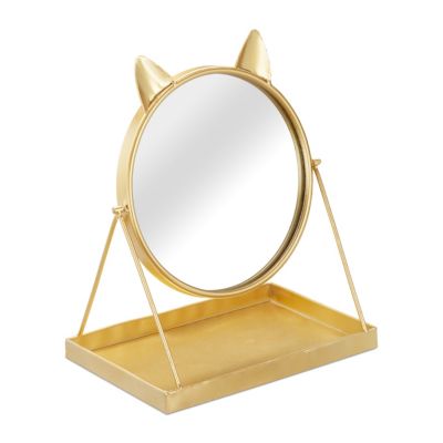 Goldener Kosmetikspiegel mit Ablage, gold, relaxdays | yomonda