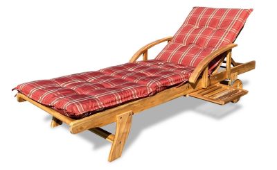 Grasekamp Gartenliege Belmonte 190cm Akazie mit Auflage Rubin