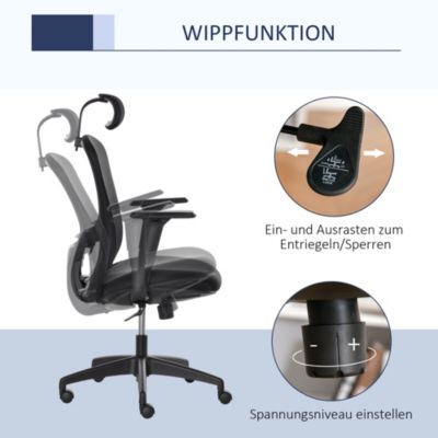 Bürostuhl mit Wippfunktion, schwarz, Vinsetto | yomonda