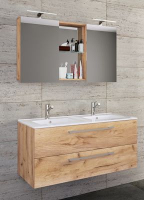 3-tlg. Doppel-Waschplatz Badmöbel Badezimmer Set Waschtisch