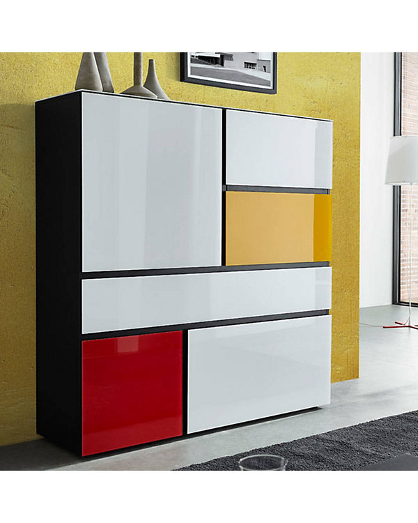Lomadox Highboard ALABAMA-01 mit Glasront multicolor, B x H x T ca. 120 x 135 x 40 cm schwarz | 04251324972870 Lomadox Highboard ALABAMA-01 mit Glasront multicolor, B x H x T ca. 120 x 135 x 40 cm schwarz | 04251324972870