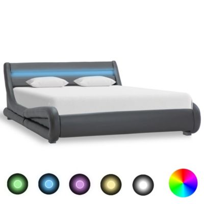 vidaXL Polsterbett mit LED Weiß 120x200cm Kunstlederbett Bett Doppelbett 