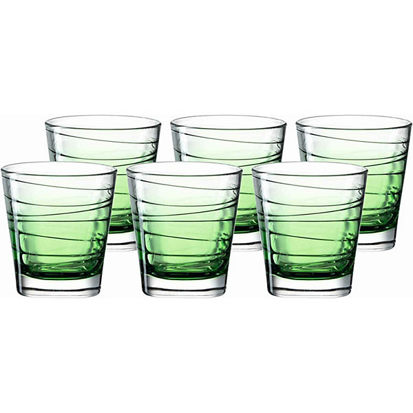 VARIO Struttura Trinkglas Wasserbecher klein 250 ml grüner Verlauf 6er Set Trinkgläser