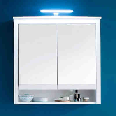Badezimmer Spiegelschrank inkl. LED-Beleuchtung OLOT-19 in Weiß, B/H/T: ca. 81/80/25 cm