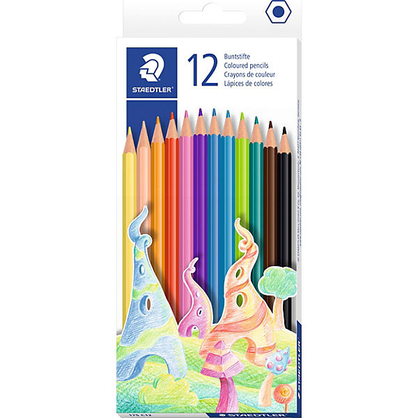 Farbstift Buntstift, 3 mm, bunt, Kartonetui mit 12 Farben Buntstifte