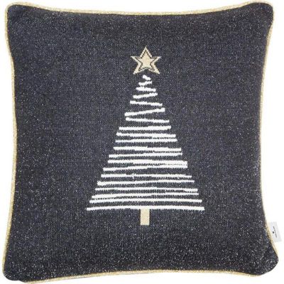 TOM TAILOR Zierkissenhülle ohne Füllung 45x45cm KNITTED SHINY TREE 100% Baumwolle dunkelgrau Gr. 45 x 45 | 04005414438261