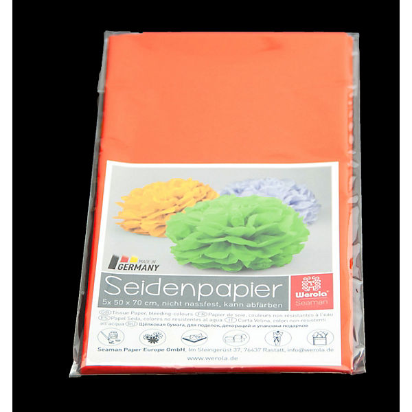 Seidenpapier Original, 50 cm x 70 cm, orange, SB-Poly-Pack mit 5 Bogen