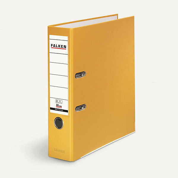 Falken Ordner S80 PP-Color, Kunststoff mit genarbter PP-Folie, DIN A4, 80 mm,gelb