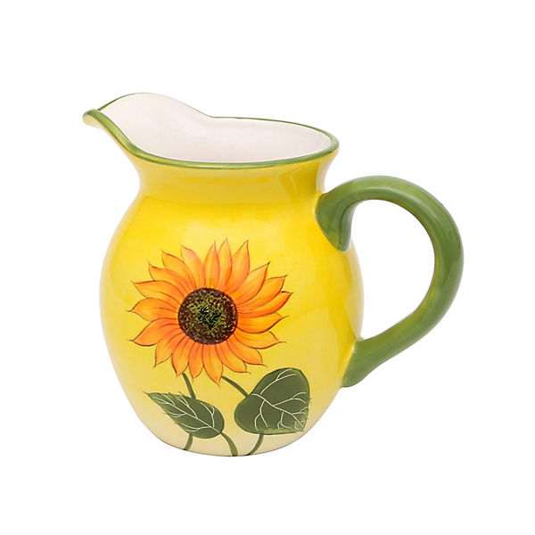 Keramik Milchkännchen Sonnenblume Länge mit Henkel 15,8 cm Breite 10,7 cm Höhe 13 cm