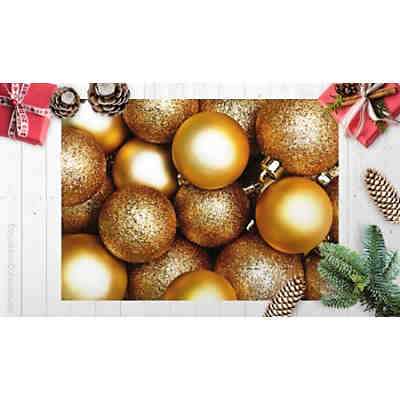 Tischset Platzsets - Weihnachten - Weihnachtsdeko - Goldene Weihnachtskugeln - 12 Stück aus hochwertigem Papier - 44 x 32 cm - Die besondere Tischdekoration für die Weihnachtszeit