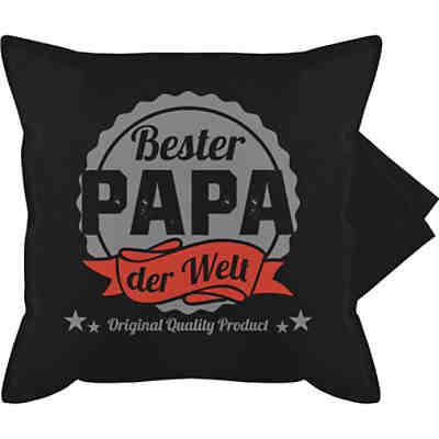 Vatertagsgeschenk Kissen Papa Geschenk - Bedruckte Kissenhülle Kissen ohne Füllung - Bester Papa der Welt Retro Badge Dunkel - Kissenhüllen