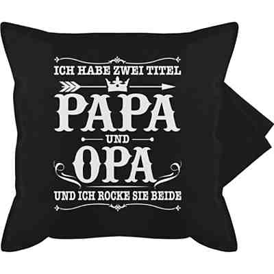 Vatertagsgeschenk Kissen Papa Geschenk - Bedruckte Kissenhülle Kissen ohne Füllung - Ich habe zwei Titel Papa und Opa / Vintage - weiß - Kissenhüllen