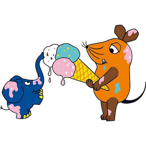 Kinderzimmer Wandtattoo Die Maus und Elefant isst Eis Aufkleber Wandsticker, 150x99 cm