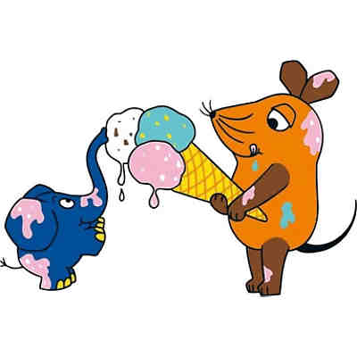 Kinderzimmer Wandtattoo Die Maus und Elefant isst Eis Aufkleber Wandsticker, 150x99 cm
