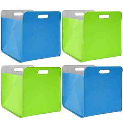 Aufbewahrungsbox 4er Set Cube Filz Apfelgrün/Blau 33x38x33cm