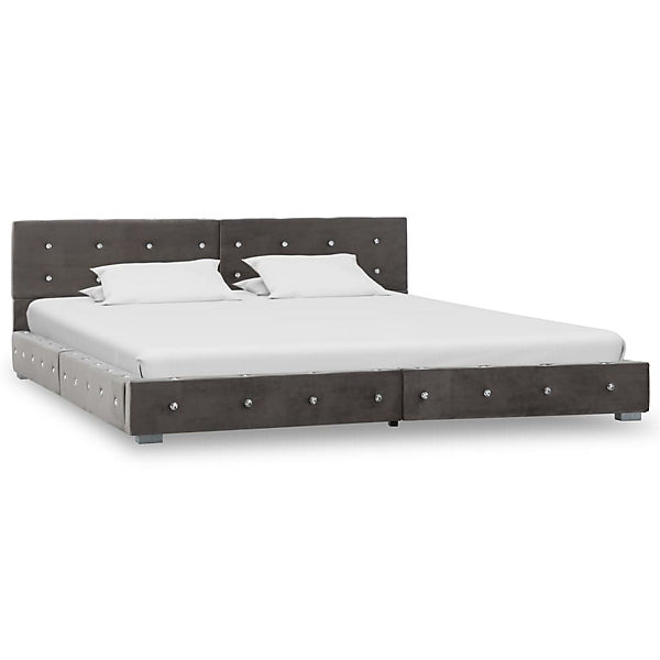 Bett mit Matratze Grau Samt 180 x 200 cm