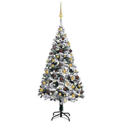 Künstlicher Weihnachtsbaum mit LEDs & Kugeln Grün 120 cm Künstlicher Weihnachtsbaum
