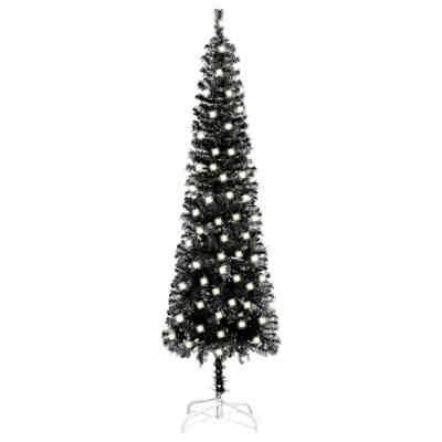 Weihnachtsbaum Schlank mit LEDs Silbern 180 cm Künstlicher Weihnachtsbaum