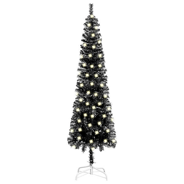 Weihnachtsbaum Schlank mit LEDs Silbern 120 cm Künstlicher Weihnachtsbaum
