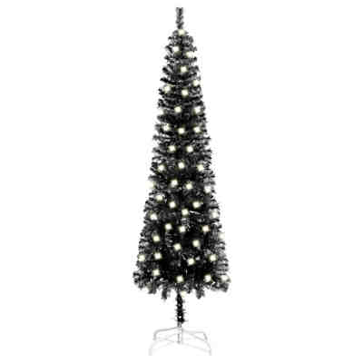 Weihnachtsbaum Schlank mit LEDs Silbern 120 cm Künstlicher Weihnachtsbaum