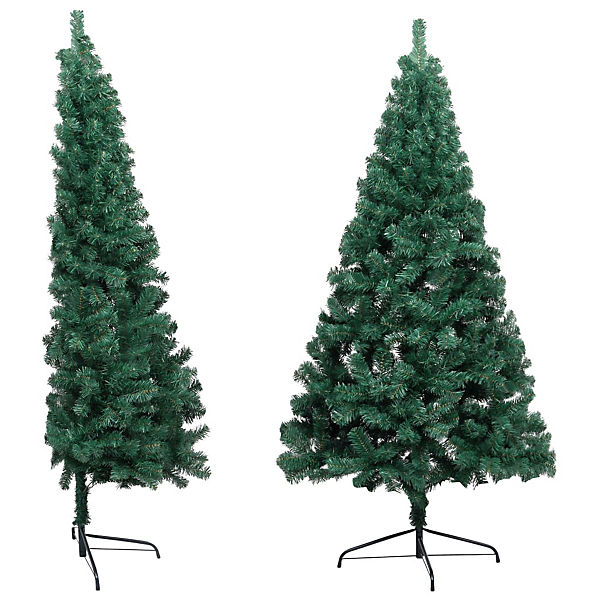 Künstlicher Halb-Weihnachtsbaum mit LED Ständer Weiß 240 cm PVC künstlicher halber Weihnachtsbaum