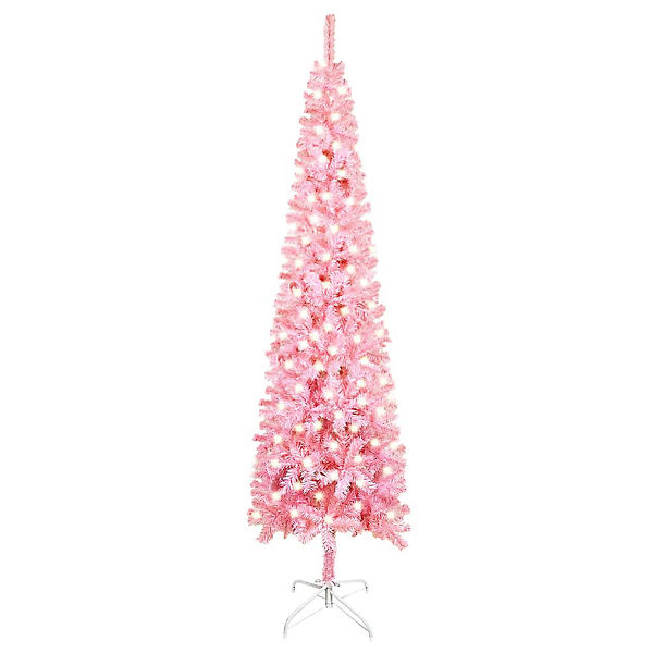 Weihnachtsbaum Schlank mit LEDs Rosa 240 cm