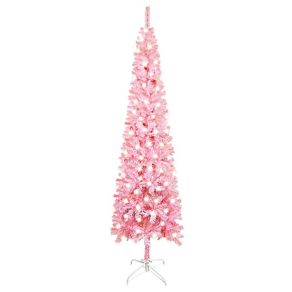 Weihnachtsbaum Schlank mit LEDs Rosa 180 cm