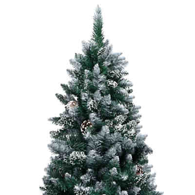Künstlicher Weihnachtsbaum mit LEDs Kugeln Zapfen 210 cm Künstlicher Weihnachtsbaum