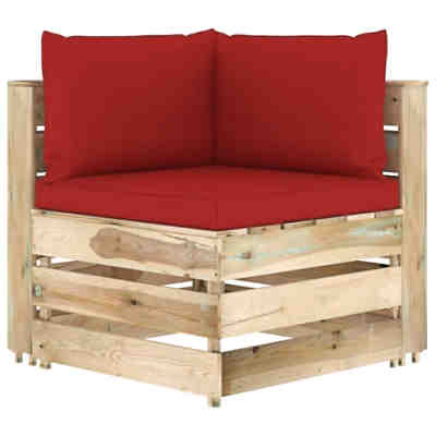 11-tlg. Garten-Lounge-Set mit Kissen Grün Imprägniertes Holz