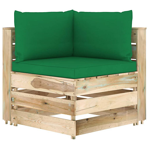 10-tlg. Garten-Lounge-Set mit Kissen Grün Imprägniertes Holz
