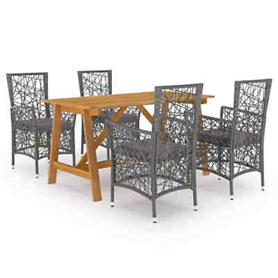 Gartenmöbel 5-tlg. Gartengarnitur Tisch Stühle Sitzgruppe Viele Farben Garten-Essgruppe