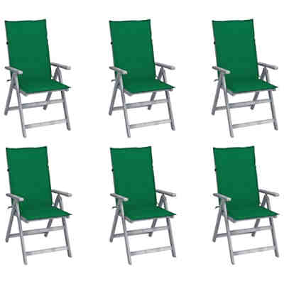 Verstellbare Gartenstühle 6 Stk. mit Auflagen Massivholz Akazie Gartenstuhl