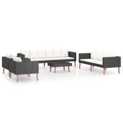 Poly Rattan Beige Lounge Sitzgruppe Sofa Garnitur vidaXL Gartenmöbel 3-tlg 