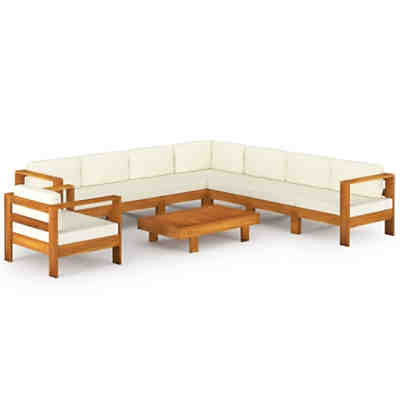 Akazie Gartensofa 4-Sitzer mit Auflagen Mittelsofa Sofa Mehrere Auswahl Garten-Lounge-Set