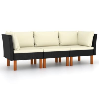 vidaXL Gartensofa 3-Sitzer Poly Rattan Beige Sofa Lounge Couch Gartenmöbel 