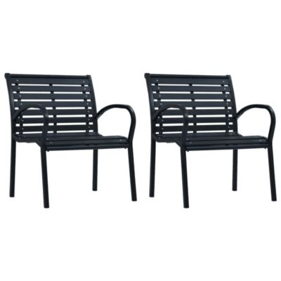 vidaXL 2x Gartenstuhl Schwarz Stahl WPC Gartensessel Stuhl Sessel Balkonstuhl 