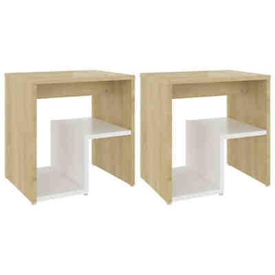 Nachttische 2 Stk. Weiß Sonoma-Eiche 40x30x40 cm Holzwerkstoff Nachttisch