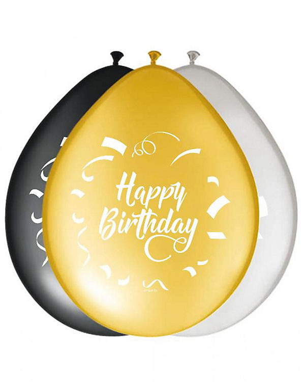 8 St. Birthday Ballons mit Happy Birthday Aufdruck Partydeko schwarz | 04251335873036 8 St. Birthday Ballons mit Happy Birthday Aufdruck Partydeko schwarz | 04251335873036