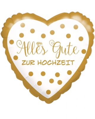 Amscan Herz Folienballon Alles Gute zur Hochzeit als Geschenkidee   43cm Folienballons weiß | 04251335888689