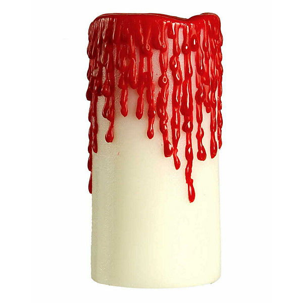 Weiße Kerze mit Blut 10 x 5 cm Partydeko