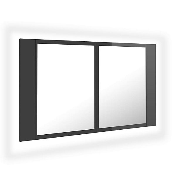 LED-Bad-Spiegelschrank Hochglanz-Grau 80x12x45 cm