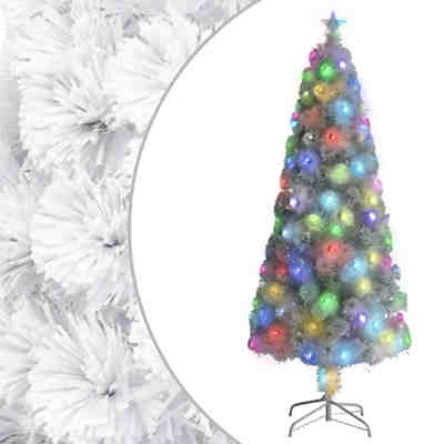 Künstlicher Weihnachtsbaum mit LED Weiß 210 cm Glasfaser Künstlicher Weihnachtsbaum