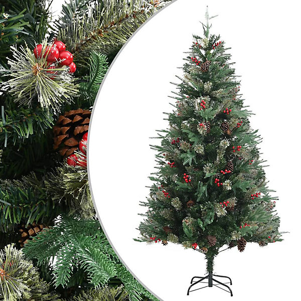 Weihnachtsbaum mit Zapfen Grün 195 cm PVC & PE Künstlicher Weihnachtsbaum