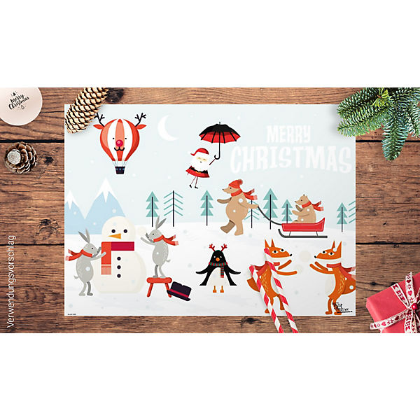 Tischset Platzsets - Weihnachten - Weihnachtsdeko - Winter Wonderland - 12 Stück aus hochwertigem Papier - 44 x 32 cm - Die besondere Tischdekoration für die Weihnachtszeit