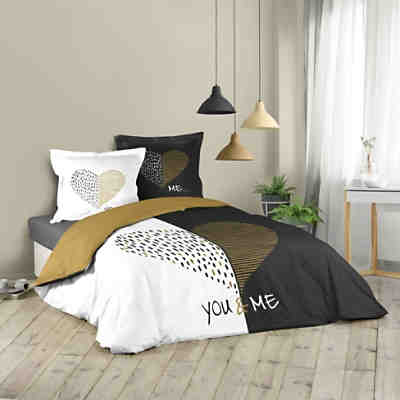 Wende Bettwäsche 260x240 Baumwolle Bettgarnitur 3tlg. Übergröße Bett Decke Bezug Bettwäsche